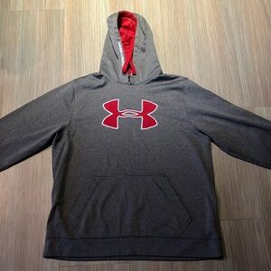 Under Armour Charcoal Hoodie with Crimson Logo